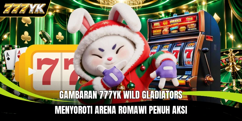 Gambaran 777YK Wild Gladiators menyoroti arena Romawi penuh aksi